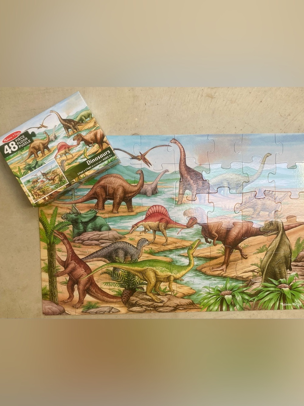 Melissa & Doug Dinosaurs Puzzle, 48 Piece Large Floor Puzzle, Like New